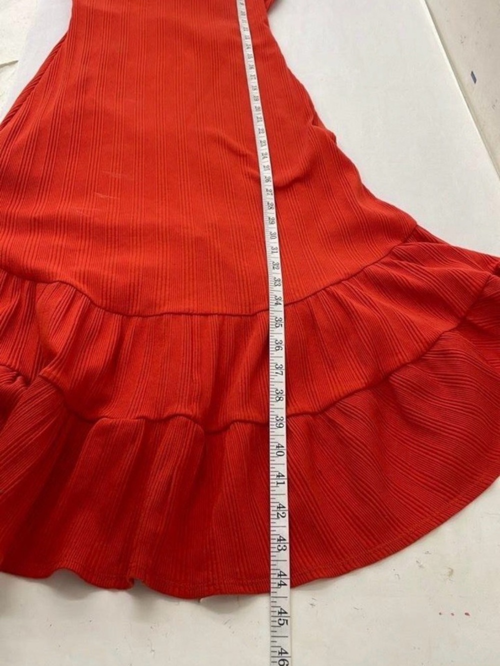 NWT Free People V Neck Low Back Ribbed Maxi in Tomato w/Tie Size S - Picture 5 of 7